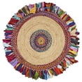 thumbnail image 1 of Ox Bay and Evette Rios Cora 3'6" Round Rainbow Cotton and Jute Fringed Indoor Area Rug, 1 of 8