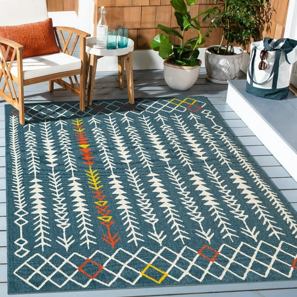 Ox Bay and Evette Rios Dora 5' x 7' Blue Arrows Indoor/Outdoor Area Rug