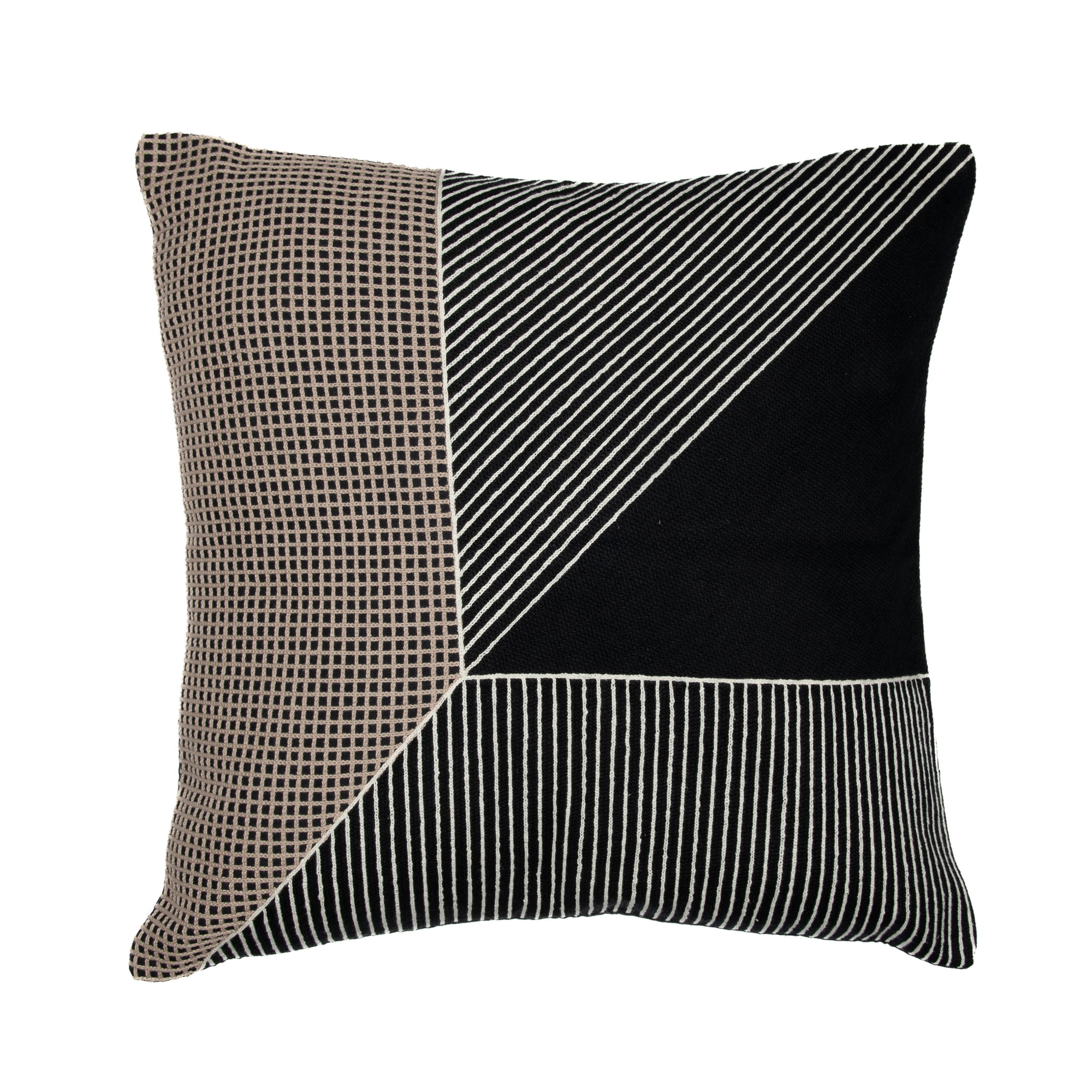 Ox Bay and Stacy Garcia 20" x 20" Black/White Embroidered Geometric Cotton Adult Decorative Throw Pillow