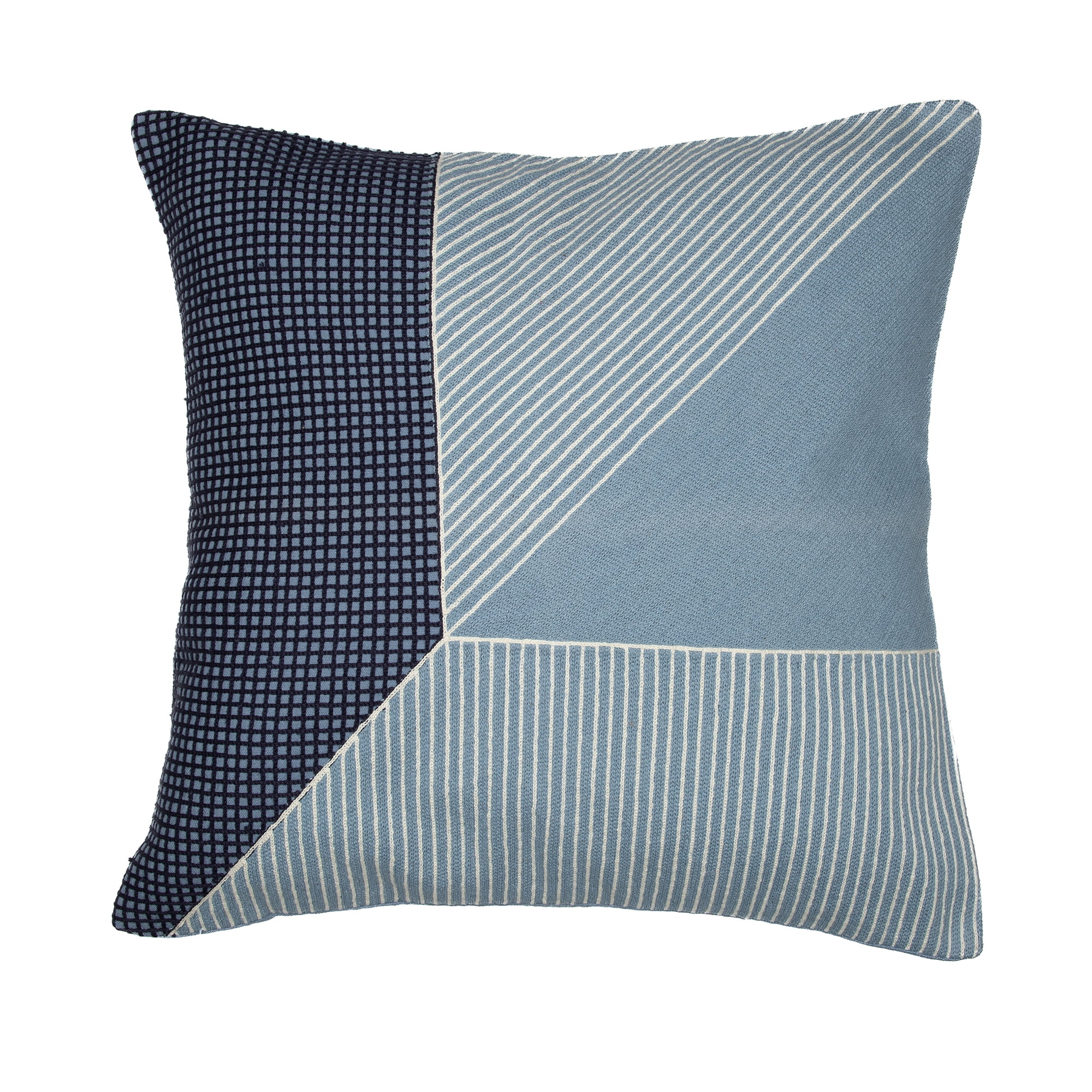 Ox Bay and Stacy Garcia 20" x 20" Blue/White Embroidered Geometric Cotton Adult Decorative Throw Pillow Cover