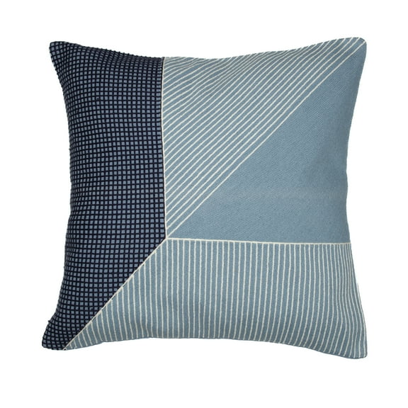Ox Bay and Stacy Garcia 20" x 20" Blue/White Embroidered Geometric Cotton Adult Decorative Throw Pillow