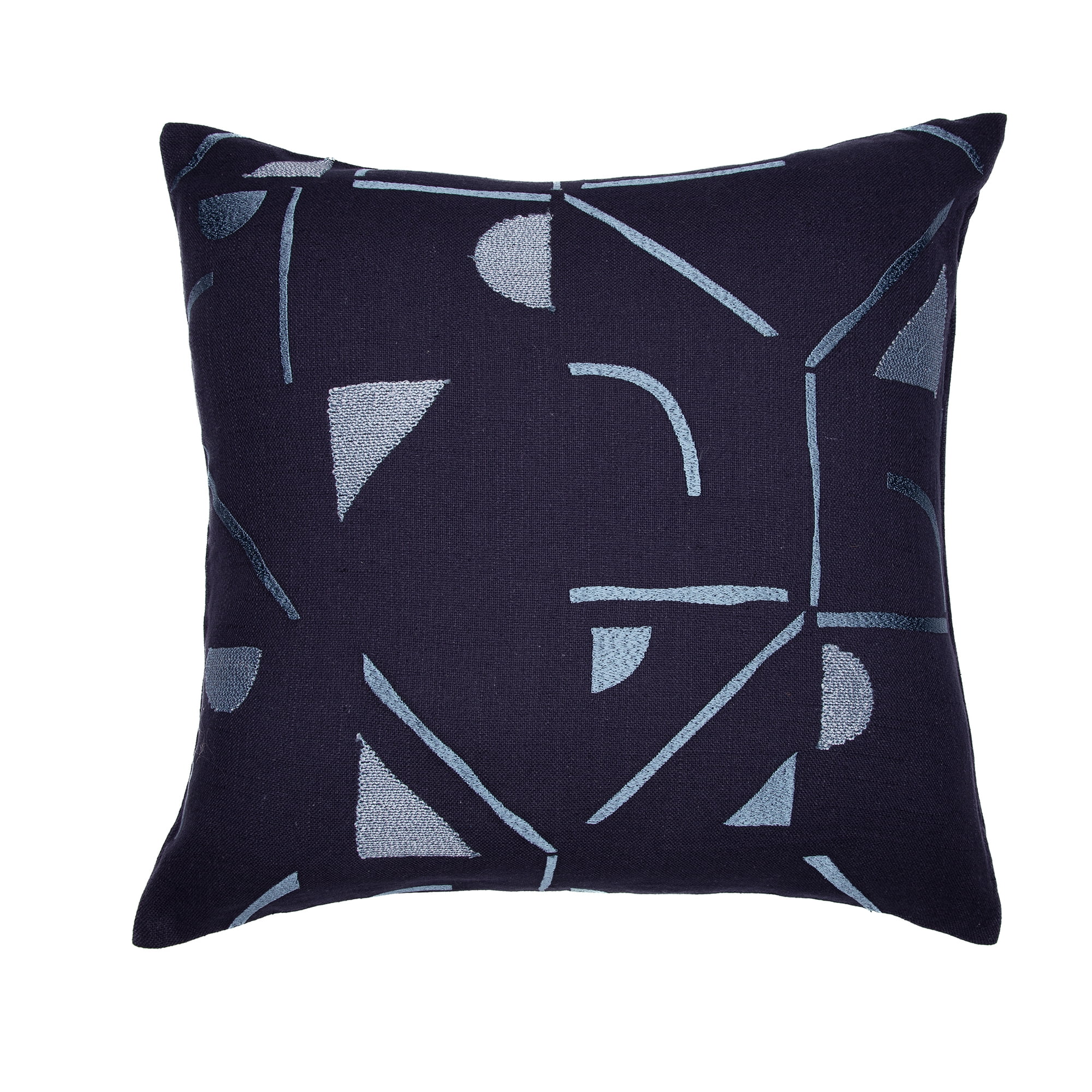 Ox Bay and Stacy Garcia 20" x 20" Denim Blue Embroidered Geometric Cotton Blend Adult Decorative Feather Filled Pillow