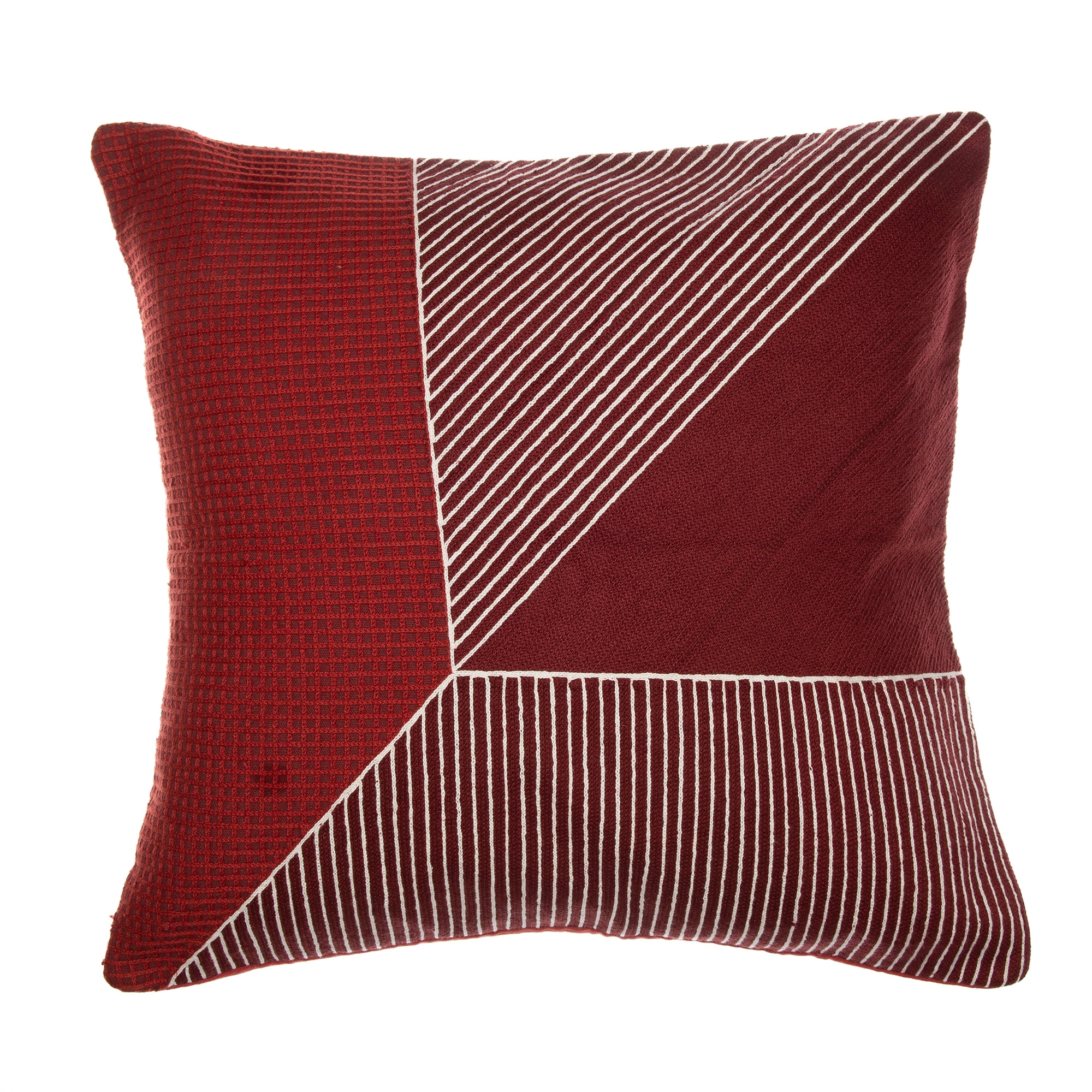 Ox Bay and Stacy Garcia 24" x 24" Red/White Embroidered Geometric Cotton Adult Decorative Throw Pillow Cover