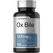 Ox Bile 1000mg | 100 Capsules | Digestive Enzymes Supplement | by Horbaach