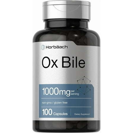 Ox Bile 1000mg | 100 Capsules | Digestive Enzymes Supplement | by Horbaach