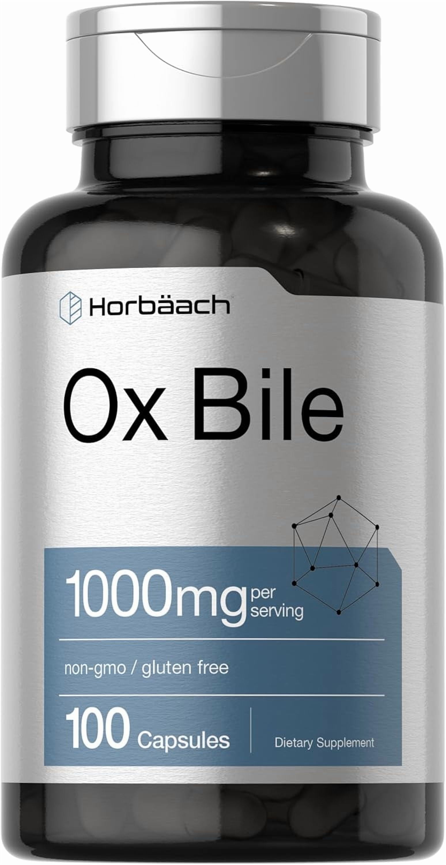 Ox Bile 1000mg | 100 Capsules | Digestive Enzymes Supplement | by Horbaach