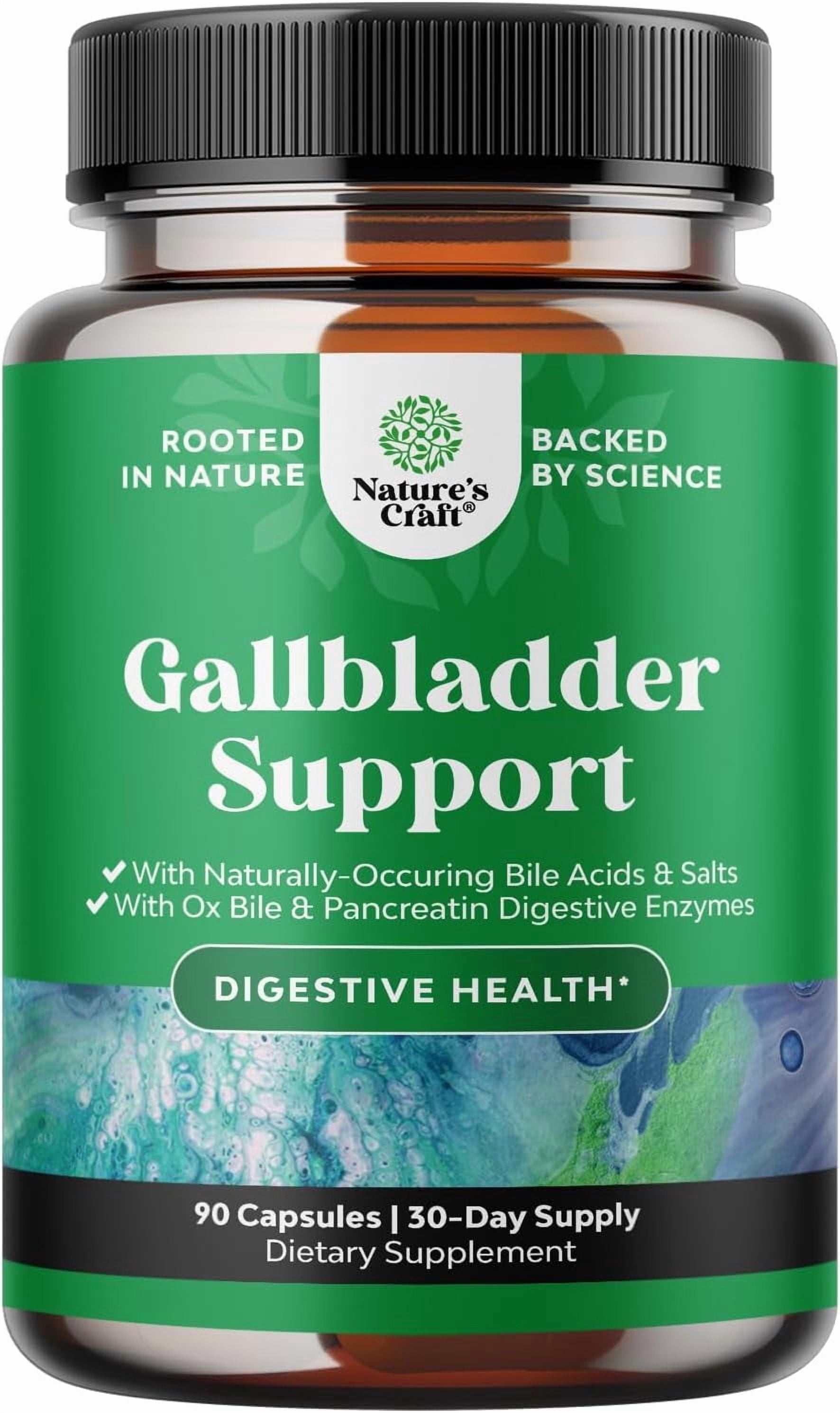 Natures Craft Gallbladder Support Digestive Enzymes with Purified Bile Salts & Pancreatin, 90 Caps