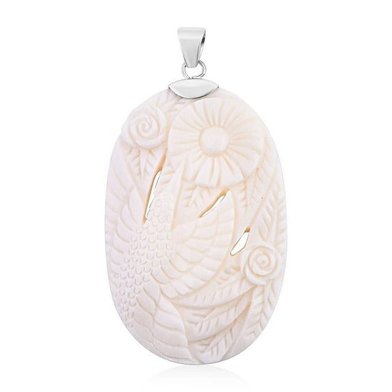 Ox Bone 925 Sterling Silver Flower Pendant for Women Jewelry Birthday Christmas Gifts for Women