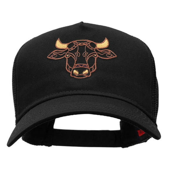 Ox Embroidered Solid Cotton Twill Mesh Cap - Black OSFM