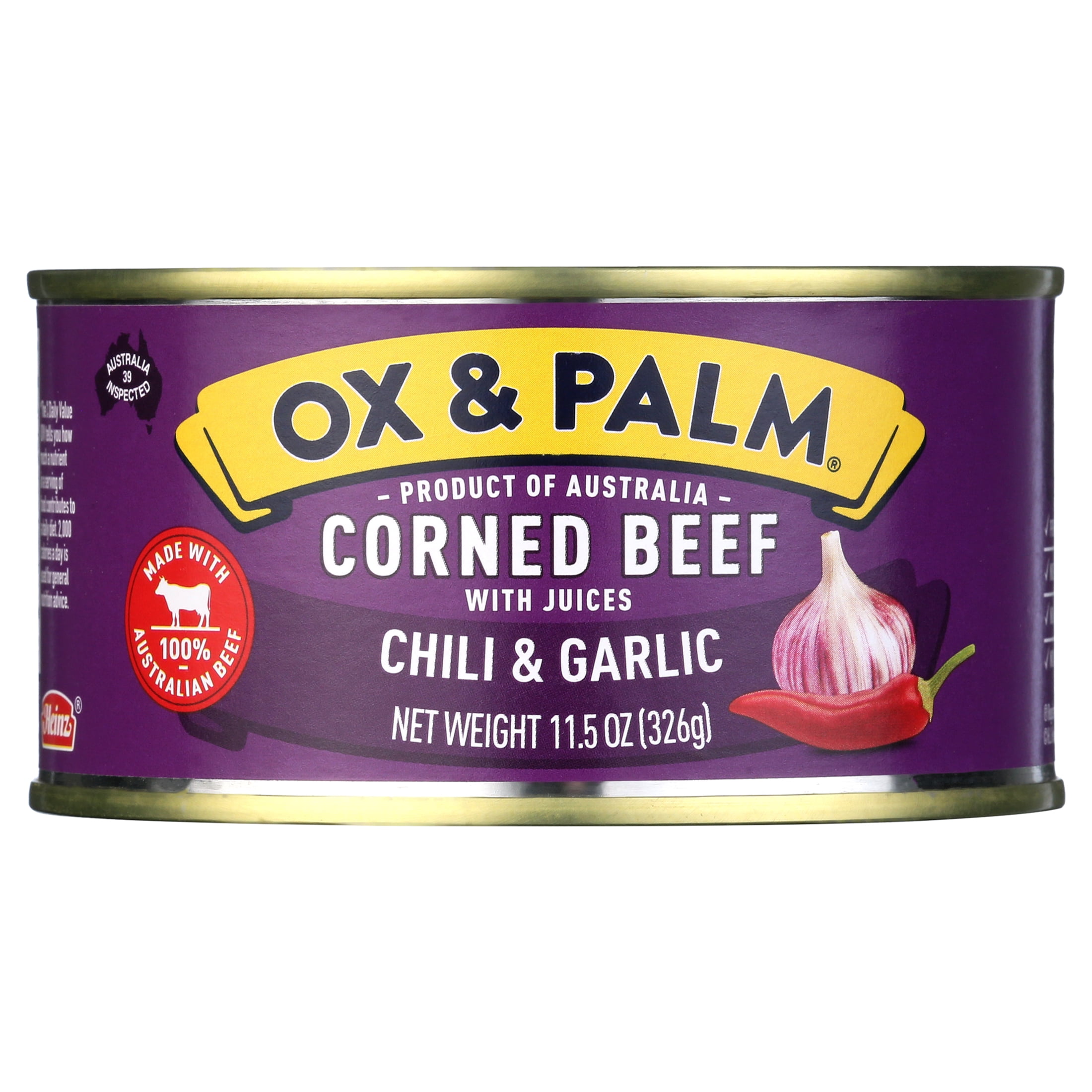 Ox & Palm Corned Beef Chili & Garlic Flavored, 11.5 oz Can