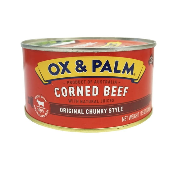 Ox & Palm Corned Beef Original Chunky Style, 11.5 Ounce (Pack of 3 Cans)