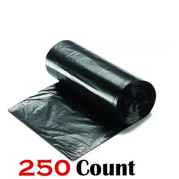 Ox Plastics 33-39 Gallon Trash Can Liner, High Density 33”x40”, 250 Bags/Rolls Per Case, Easy To Use and Store, For Bathroom, Kitchen, or Office Wastebaskets (19 Microns, Black)
