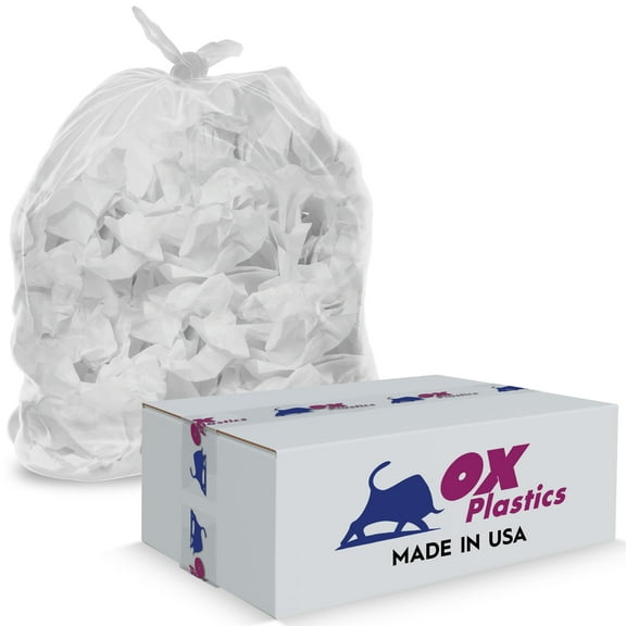 Ox Plastics 55-60 Gallon Trash Can Liner, High Density 38"x60"/Rolls Per Case, Easy To Use and Store, For Bathroom, Kitchen, or Office Wastebaskets  (200 Bags)