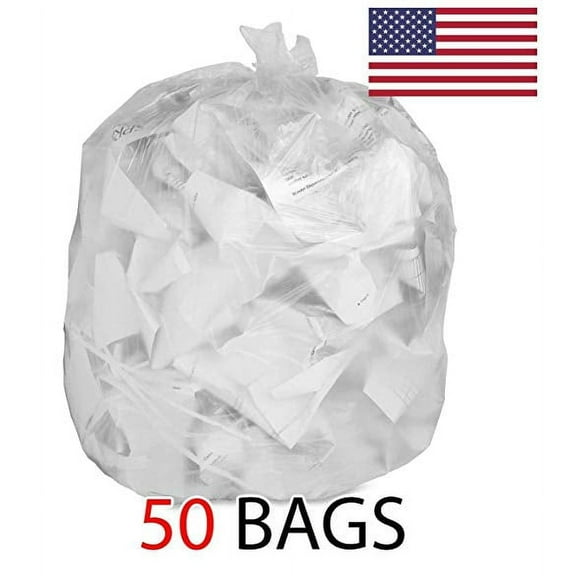 Ox Plastics Clear Can Liners Trash Bags| Large Transparent, Heavy-duty Recycling Garbage Bags - Perfect for Commercial Use for Anywhere| 39 Gallon & 1.5mil Thick Clear (50 Bags)