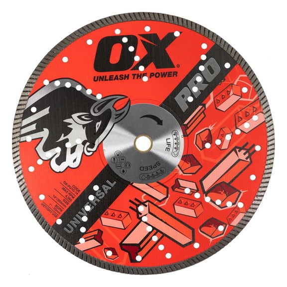 Ox Tools Pro Universal 14 Inch Turbo Rim Diamond Blade For Precision Cuts In Concrete, Metal, And Stone