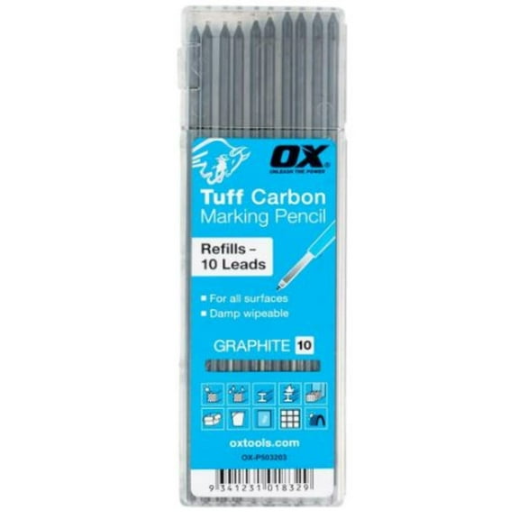 Ox Tools Tuff Carbon Marking Pencil Replacement Lead 10Pk