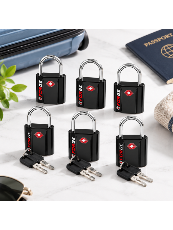 Ox Tsa Accepted Keyed Lugglocks Key Travel Lock Black 6 Pack