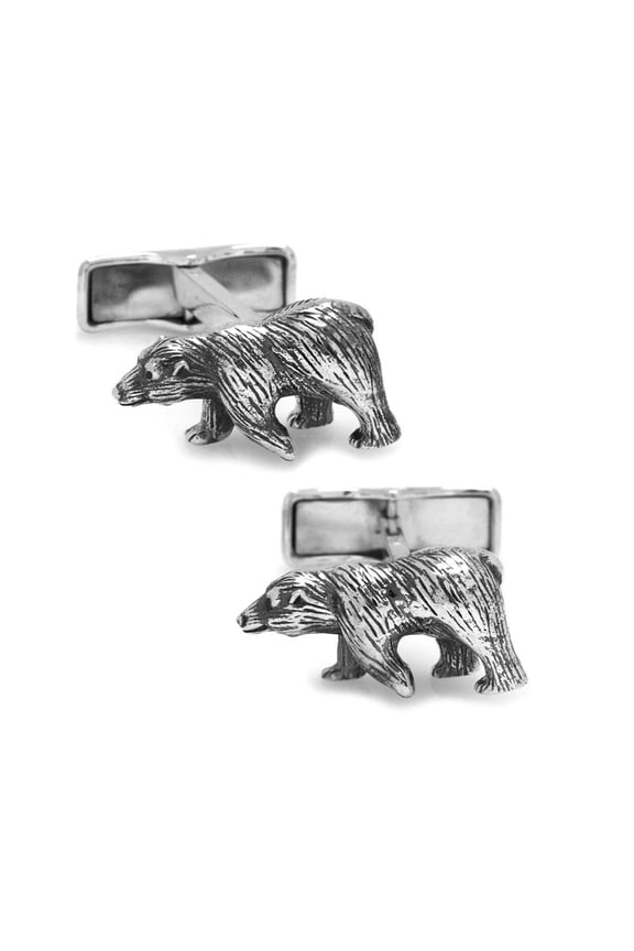 Sterling Silver Bear Cufflinks
