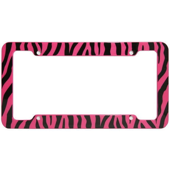 OxGord 1-Piece Plastic License Plate Frame with Zebra/Tiger Stripes