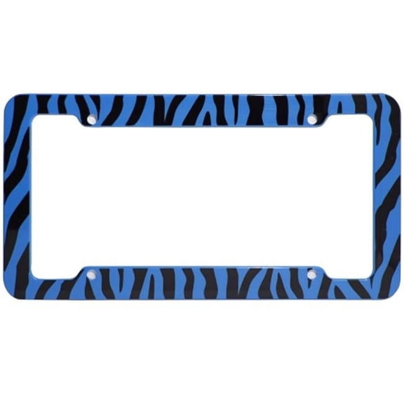 OxGord 1-Piece Plastic License Plate Frame with Zebra/Tiger Stripes