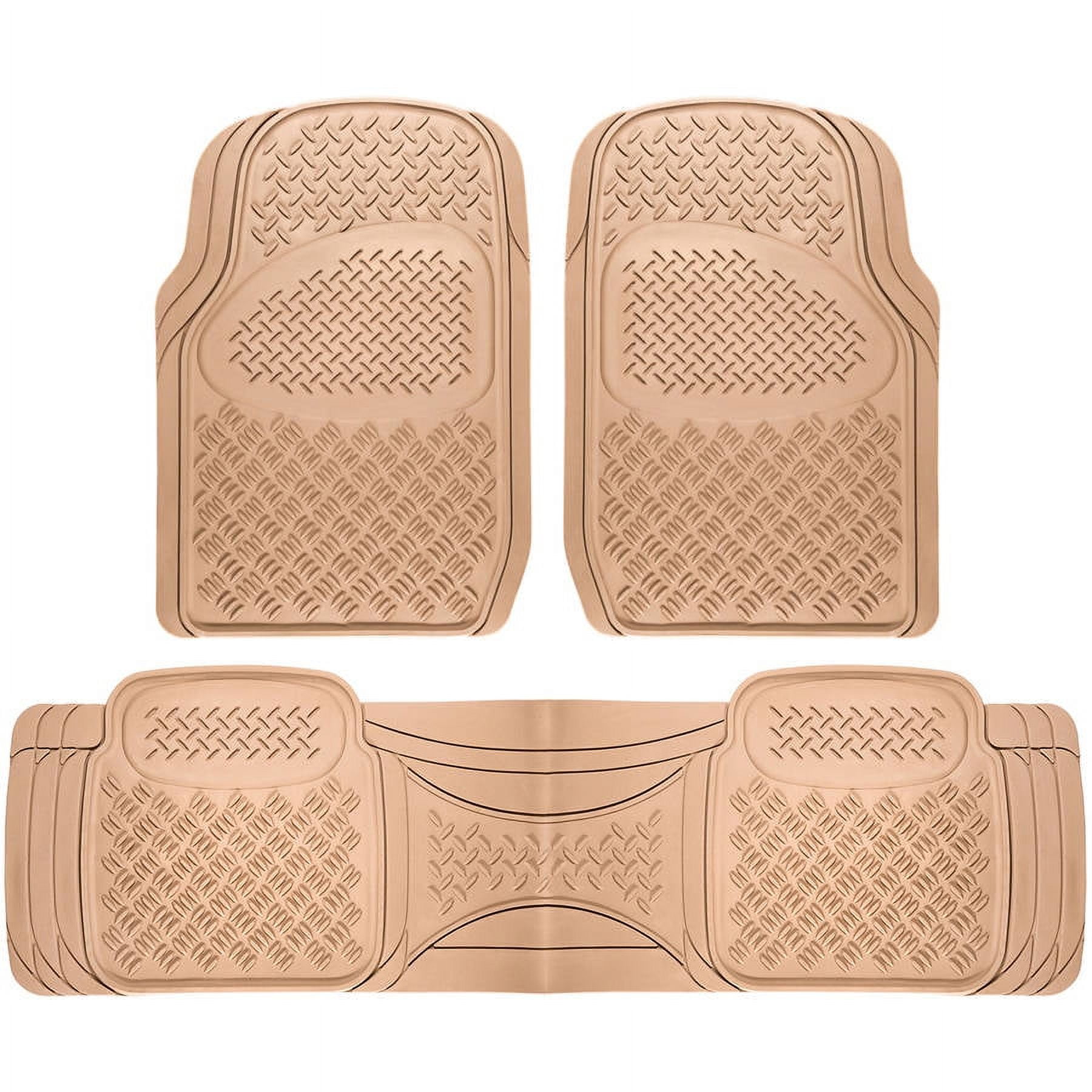 Diamond Beige Heavy Duty Rubber Car Floor Mat Set