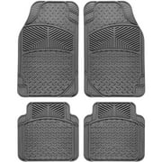 OxGord Universal Fit 4-Piece Full Set Eagle Heavy Duty Rubber Floor Mat, Gray