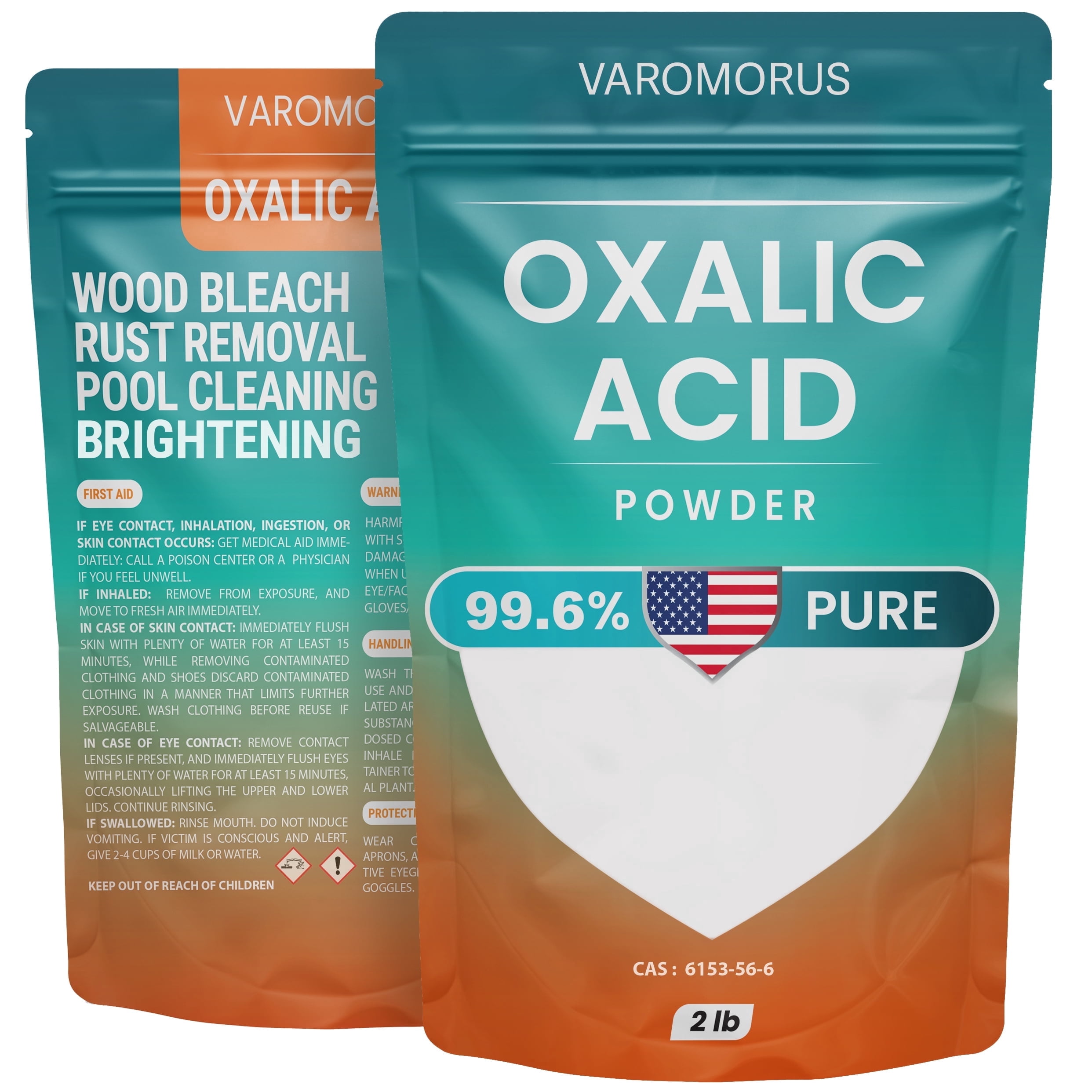 Oxalic Acid 2 lbs - 99.6% Pure Fine Powder, Multi-Use Cleaner and Stain Remover for Wood, Metal, Rust, Wood Bleach, Hardwood Floor & Furniture Restorer, Pool - Industrial Cleaning Solution