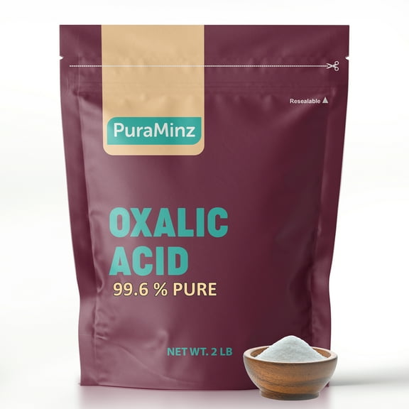 Oxalic Acid (2 lbs) 99.6% Pure - Multipurpose Cleaner and Stain Remover for Wood, Metal & Stone - Rust Removal - Wood Restorer - Deck Cleaner. Packed in Durable Resealable Packaging.