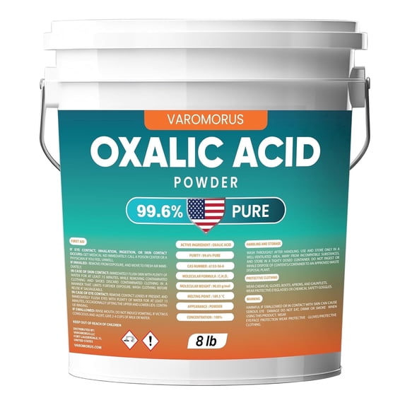 Oxalic Acid 8 lbs - 99.6% Pure Fine Powder, Multi-Use Cleaner and Stain Remover for Wood, Metal, Rust, Wood Bleach, Hardwood Floor & Furniture Restorer, Pool - Industrial Cleaning Solution