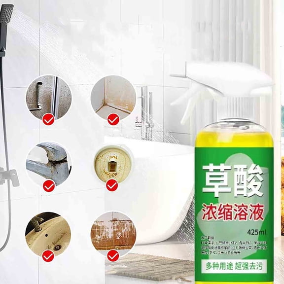 Oxalic Acid Cleaner Spray, 425ml Concentrated Oxalic Acid Solution, Multi-Purpose Heavy Duty Stain Remover for Toilet, Bathtub, Faucet, Tile, Rust & Limescale Remover