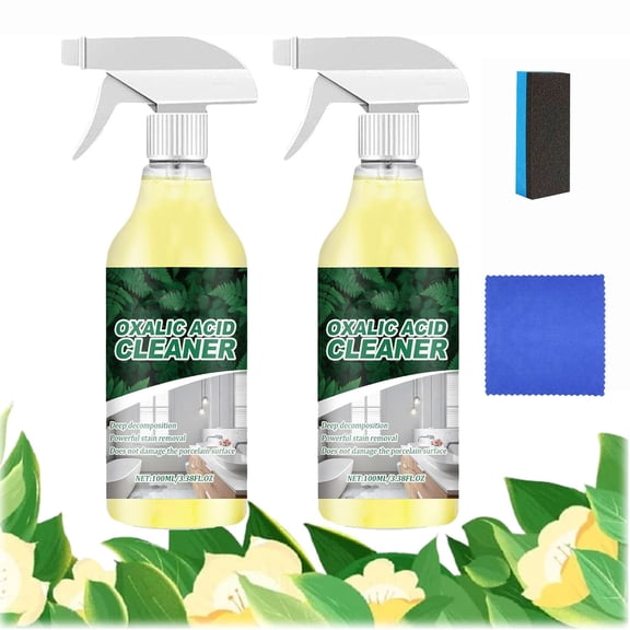 Oxalic Acid Cleaner Spray Bathroom Stain Remover Rust Limescale Hard Water Deposit Cleaner Fast Acting Deep Cleaning Formula For Toilet Tile Sink Bathtub Kitchen Floor Wall Home Cleaning Use