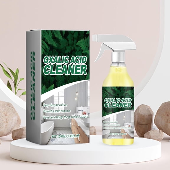 Oxalic Acid Cleaner Spray,Powerful Formula Dissolves Limescale,Rust,Stubborn Stains,Ideal for Toilets,Tiles and Sinks,Complete with Microfiber Towel,3.38 oz