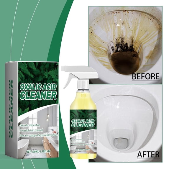 Oxalic Acid Cleaner Spray, Rust Dissolving, Mineral Deposit Removal, Multi Scene Application, Fast Acting Stain Solvent for Bathroom Tiles, Toilets, Concrete Walls and Kitchen Ceramic Surfaces