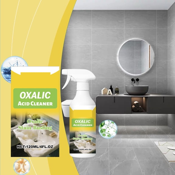 Oxalic Acid Multi-Purpose Cleaner 4 fl oz 2 Pack, Heavy Duty Stain Remover for Bathroom Kitchen and Tile, Removes Rust Limescale and Hard Water Deposits
