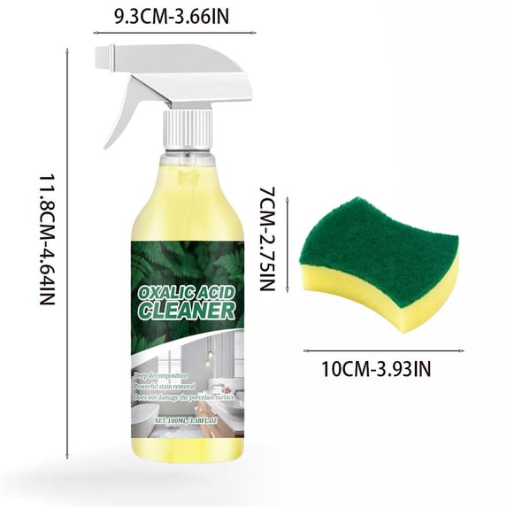 Oxalic Acid Stain Cleaner Spray, Fast Acting Rust Remover with Adjustable Nozzle, Multi-Surface Cleaner for Bathroom Toilet Tile Kitchen Ceramic Wood Brick