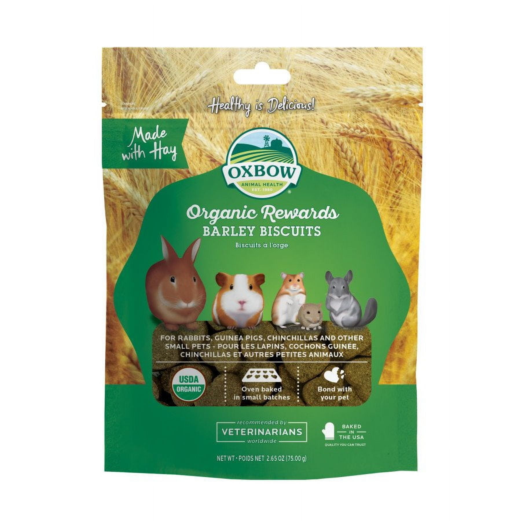 Oxbow Animal Health Organic Rewards Barley Biscuits Small Animal Treat, 2.65 oz