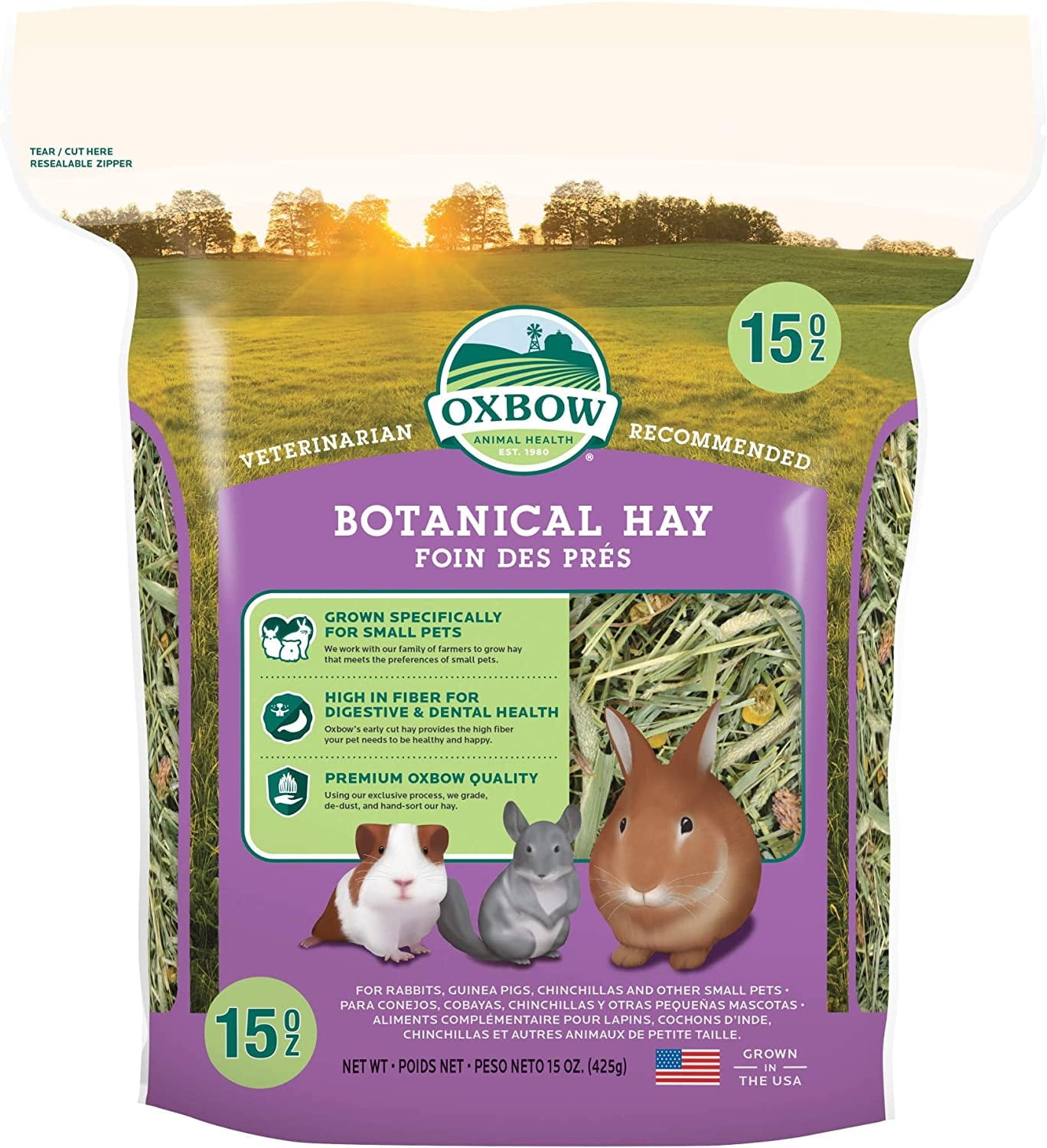 Oxbow Animal Health Oxbow Botanical Western Timothy Hay - All Natural Hay for Rabbits, Guinea Pigs, Chinchillas, Hamsters & Gerbils - 15 Oz.