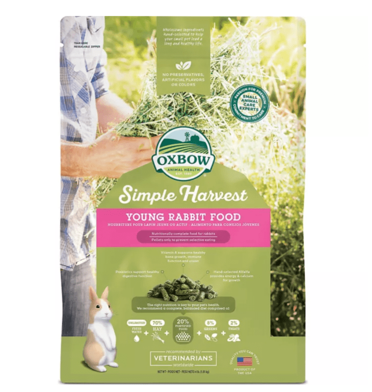 Oxbow Animal Health Simple Harvest Pelleted Timothy and Alfalfa Hay Young Rabbit Food, 4 lb. Bag