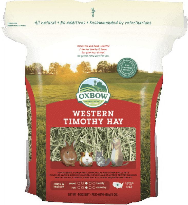 OXBOW ANIMAL HEALTH Oxbow Pet Products Western Timothy Hay Small Animal Food, 15 oz.