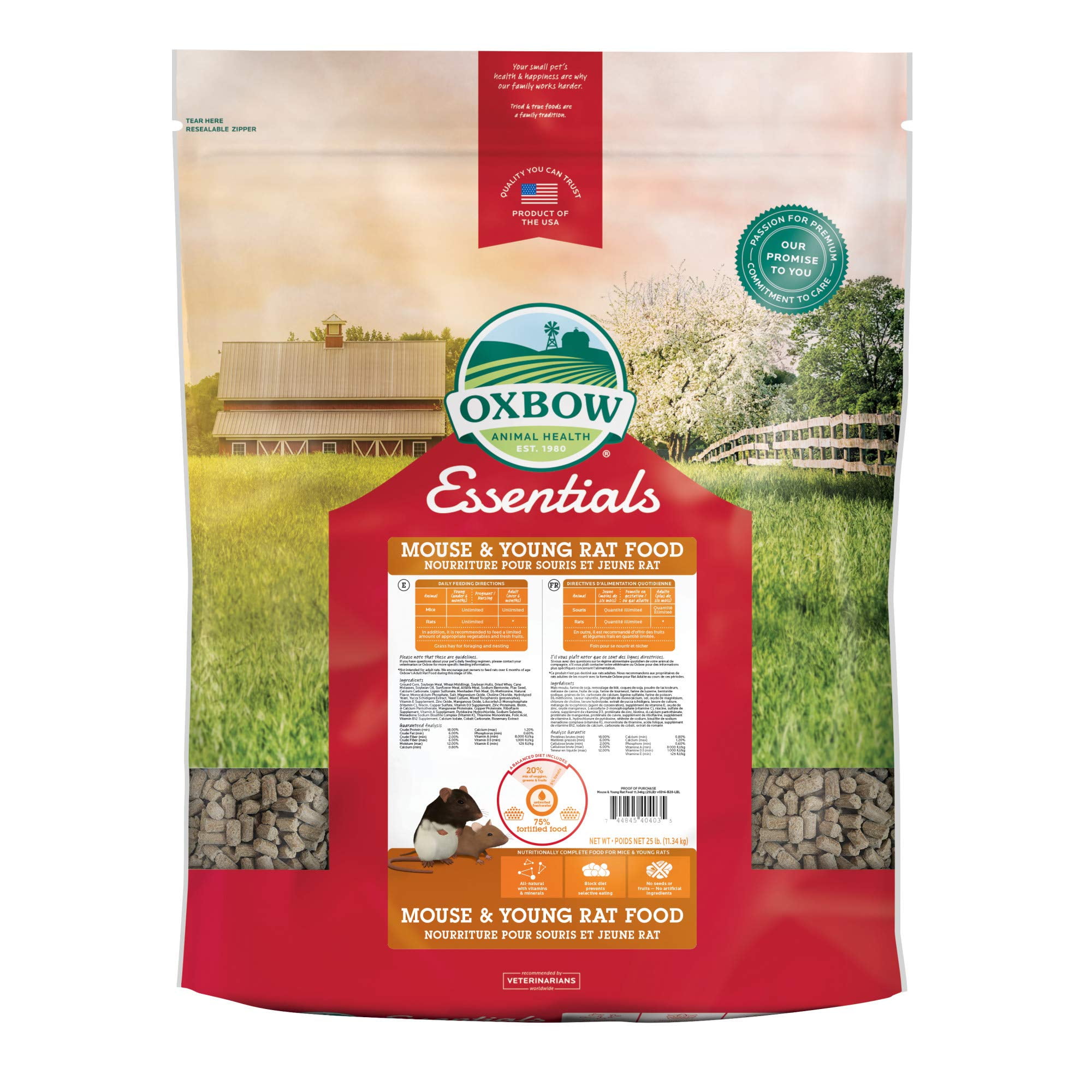 Oxbow Essentials Mouse and Young HYZ01 Rat Food - All Natural Mouse and Young Rat Food - 2.5 lb.