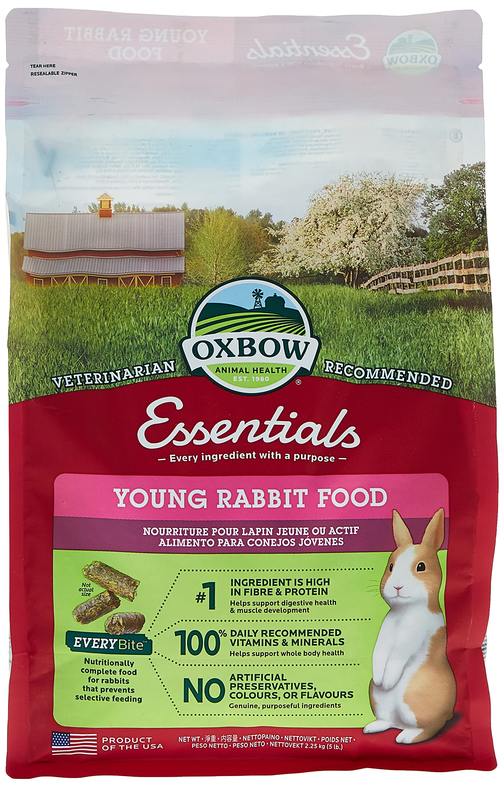 Oxbow Essentials Young Rabbit MMF7 Food - All Natural Rabbit Pellets ...