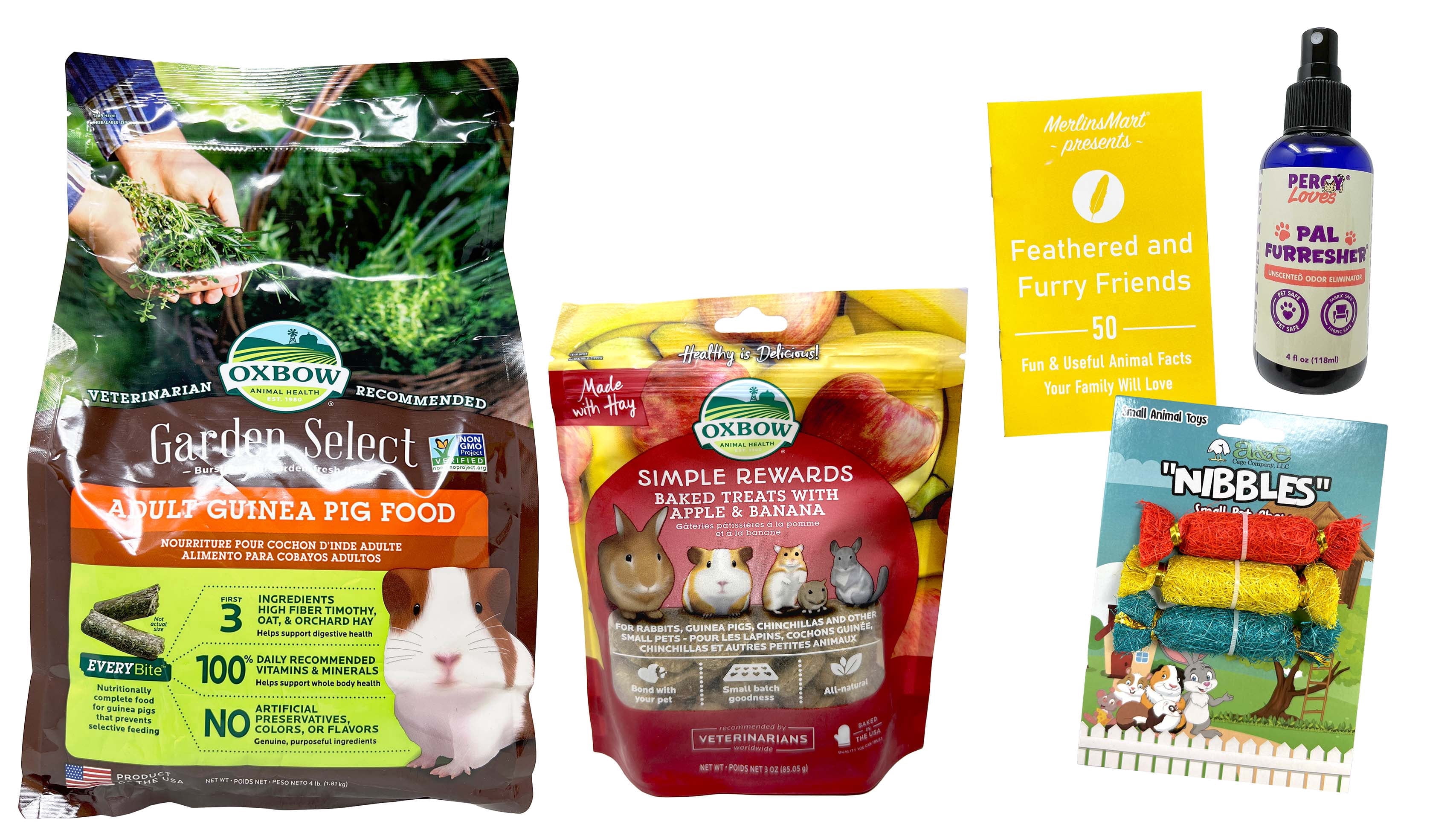 Oxbow Adult Guinea Pig Food Garden Select(4 lbs) | PercyLoves Pet Furresher, Oxbow Simple Rewards, Chew Toy, Merlinsmart Zine