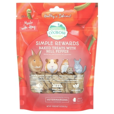 Oxbow Simple Rewards Baked Treats with Bell Pepper and Hay for Small Pets 3 oz.