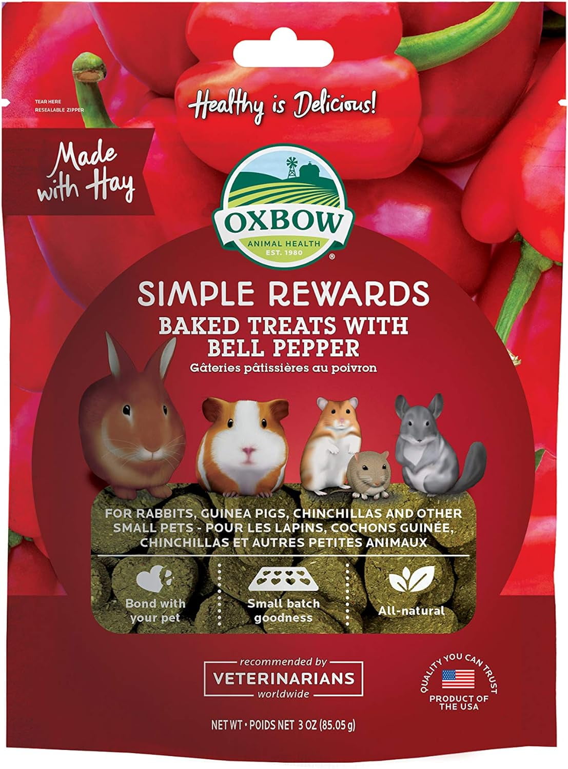 Oxbow Simple Rewards Baked Treats with Bell Pepper and Hay for Small