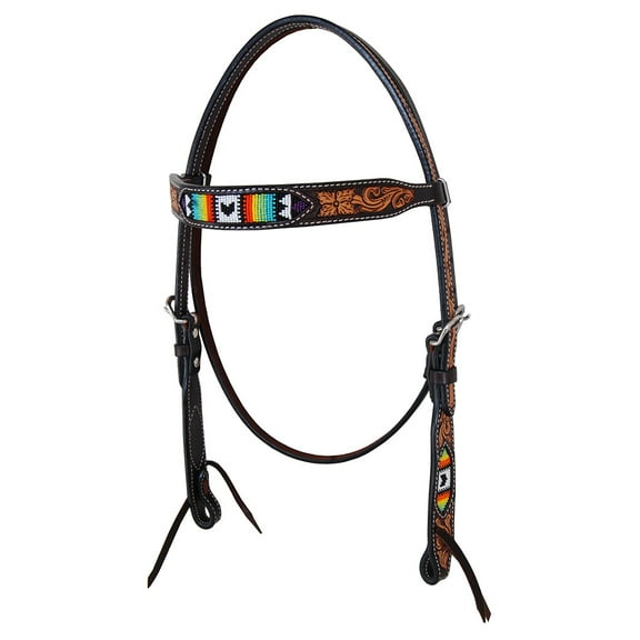 Oxbow Tack Tuscon Beaded Tooled Browband Headstall