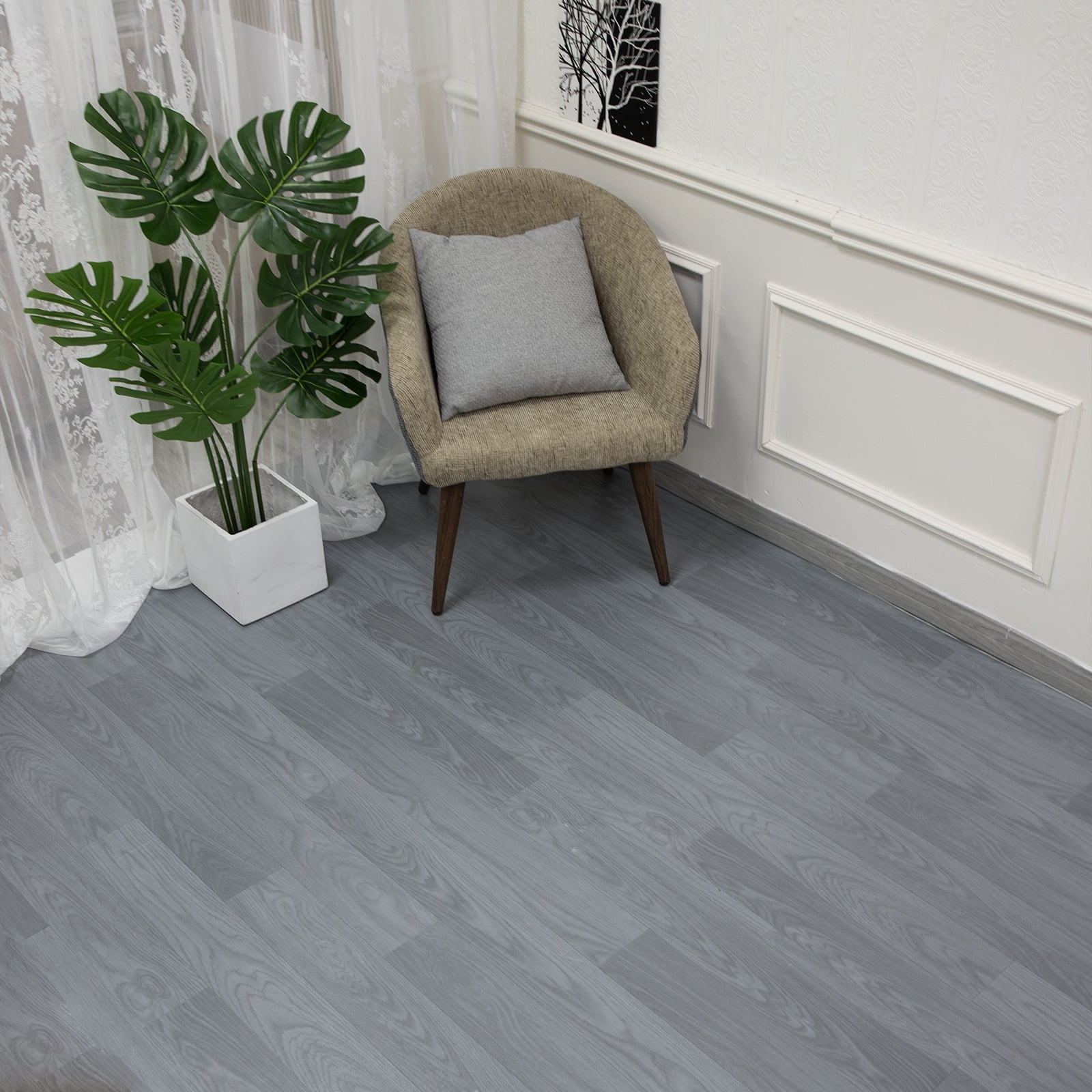 Oxdigi Vinyl Flooring Roll 39.3x118 inches, PVC Leather-Like Linoleum Floor  Covering with Tape, Removable- No Adhesive Backing Light Gray Wood -  Walmart.com, image size:1600x1600