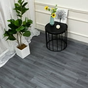 Oxdigi Vinyl Flooring Roll 39.3x393 inches, PVC Leather-Like Linoleum Floor Covering with Tape, Removable- No Adhesive Backing Gray Wood