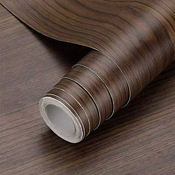 Oxdigi Wood Grain Contact Paper 24 x 196 inches Self Adhesive Peel & Stick Wallpaper Walnut Dark Brown