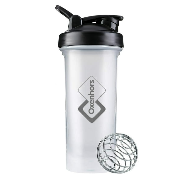 Oxenhors Classic Shaker Bottle, 28-Ounce Protein Shake Blender Cup, Perfect for Protein Shakes and Pre-Workout, Clear/Black