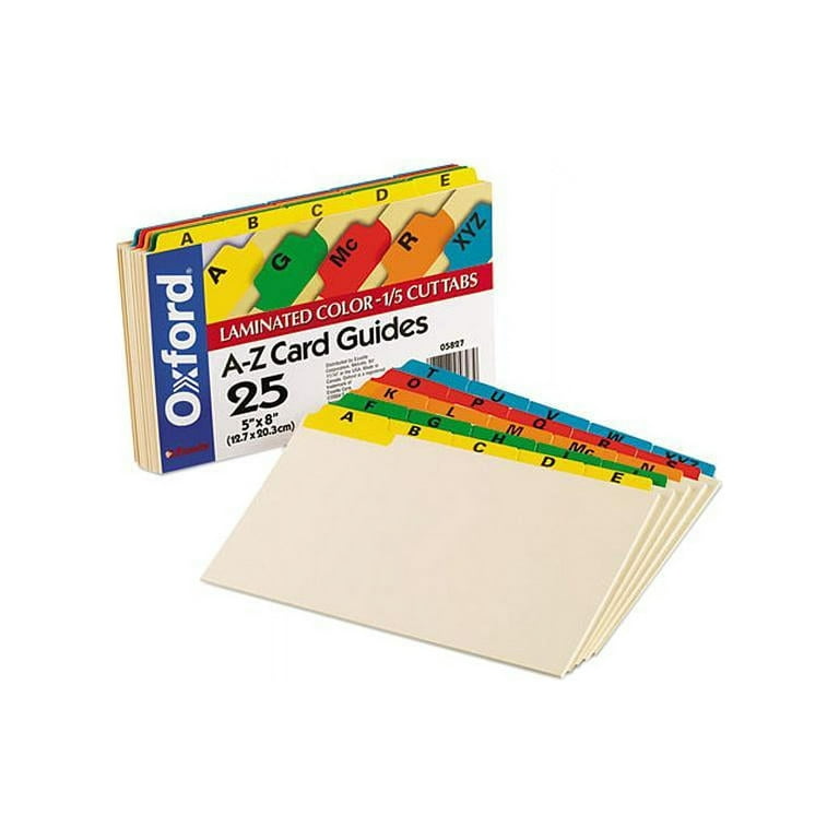 Manila Card Guides, 1/5-Cut Top Tab, A to Z, 3 x 5, Manila, 25/Set Manila Card Guides, 1/5-Cut Top Tab, A to Z, 3 x 5, Manila, 25/Set